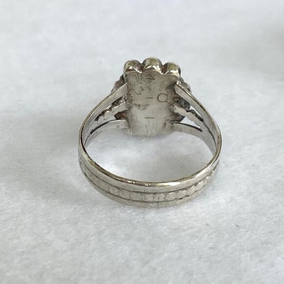 VTG Sterling Silver 925 Southwest Round Chrysocolla Split Shank Ring Sz 7.25 - Picture 6 of 16